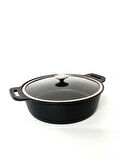 TRIANA - 3631 - 2 Parça Biogranit Döküm, 28 Cm - 4,3 Litre, Tencere Siyah Gövde, Platin Detay
