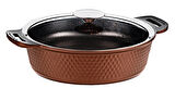 TRIANA - 3631 - 2 Parça Biogranit Döküm 30 Cm - 5,3 Litre, Tencere Bronz Gövde, Platin Detay