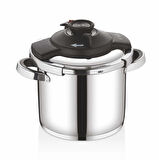 5108 - 2 Parça - İndüksiyonlu Ocak Uyumlu, 22 Cm - 7,0 Litre Otomatik ve Karizmatik, Düdüklü Tencere, Gümüş Gövde, Siyah Detay