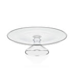 DECORİUM Cam Ayaklı 33 cm Servis Tabağı Dalia Platin M06461-AB 