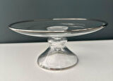 DECORİUM Cam Ayaklı 33 cm Servis Tabağı Dalia Platin M06460-AB-P