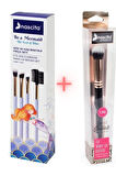 4' Lü Göz Ve Kaş Makyajı Fırça Seti NASBRUSHSET92R + Oval Yapılı Kapatıcı Fırçası NASBRUSH 136