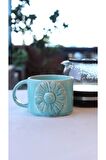 Papatyalı El Yapımı Seramik Kupa Mug (KULPLU)
