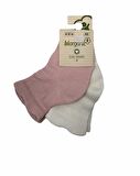 Bibaby Biorganic Desenli Basic 2Li Çorap 68345 Pembe Ekru