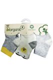 Bibaby Biorganic Cute Bear 3'Lü Çorap 68363 Gri Sarı