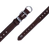 Doggie Konforlu Gerçek Deriden El Yapımı Çivili Köpek Boyun Tasması 3x42-50cm Kahverengi