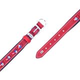 Doggie Konforlu Gerçek Deriden El Yapımı Nazar Boncuklu Köpek Boyun Tasması 2x30-35cm Kırmızı
