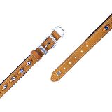 Doggie Konforlu Gerçek Deriden El Yapımı Nazar Boncuklu Köpek Boyun Tasması 2x35-40cm Camel