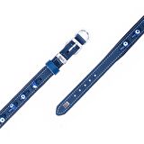 Doggie Konforlu Gerçek Deriden El Yapımı Nazar Boncuklu Köpek Boyun Tasması 2,5x37-45cm Royal Mavi