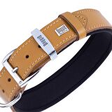 Doggie Konforlu Gerçek Deriden El Yapımı Nazar Boncuklu Köpek Boyun Tasması 2,5x37-45cm Royal Mavi