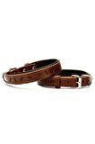 Doggie Comfort Deri Kemik Desenli Köpek Boyun Tasması Small Kahverengi 2x30-35 Cm