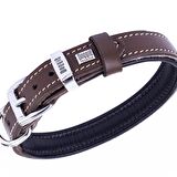 Doggie Deri Kemik Desenli Boyun Tasması M 2x35-40cm Kahverengi