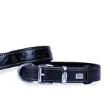 Doggie Deri Kemik Desenli Boyun Tasması M 2.5x37-45cm Siyah