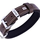 Doggie Deri Kemik Desenli Boyun Tasması M 2.5x37-45cm Kahverengi