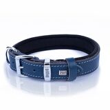 Doggie Köpek Boyun Tasması Konfor Gerçek Deriden El Yapımı Pati Desenli Royal Mavi M 2.5x37-45 Cm
