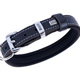 Doggie Konforlu Gerçek Deriden El Yapımı Kemik Süslü Köpek Boyun Tasması 2x30-35cm Siyah