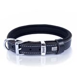 Doggie Konforlu Gerçek Deriden El Yapımı Kemik Süslü Köpek Boyun Tasması 2x30-35cm Siyah