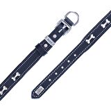 Doggie Konforlu Gerçek Deriden El Yapımı Kemik Süslü Köpek Boyun Tasması 2x30-35cm Siyah