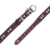 Doggie Konforlu Gerçek Deriden El Yapımı Kemik Süslü Köpek Boyun Tasması 2x30-35cm Kahverengi