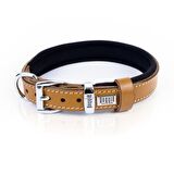 Doggie Konforlu Gerçek Deriden El Yapımı Kemik Süslü Köpek Boyun Tasması 2x30-35cm Camel