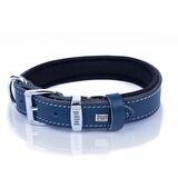 Doggie Konforlu Gerçek Deriden El Yapımı Kemik Süslü Köpek Boyun Tasması 2,5x37-45cm Royal Mavi