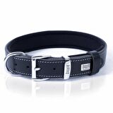 Doggie Konforlu Gerçek Deriden El Yapımı Kemik Süslü Köpek Boyun Tasması 3x42-50cm Siyah