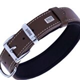 Doggie Konforlu Gerçek Deriden El Yapımı Kemik Süslü Köpek Boyun Tasması 3x42-50cm Kahverengi