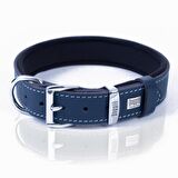 Doggie Konforlu Gerçek Deriden El Yapımı Kemik Süslü Köpek Boyun Tasması 3x42-50cm Royal Mavi