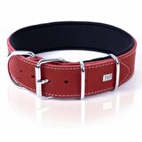 Doggie Çift Kat Deri Güçlü Sade Boyun Tasma Kırmızı 5x60-70 Cm 