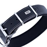 Doggie Çift Kat Deri Güçlü Çivili Boyun Tasma Siyah 4x57-65 Cm 