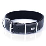 Doggie Çift Kat Deri Güçlü Çivili Boyun Tasma Siyah 4x57-65 Cm 