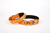 Doggie Çivi Desenli Köpek Tasması 2,5*60 cm Turuncu