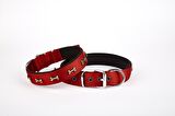 Doggie Softlu Kemik Desenli Köpek Tasması 2 cm x 40 cm Kırmızı