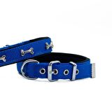 Doggie Softlu Kemik Desenli Köpek Tasması 2 cm x 40 cm Mavi