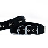 Doggie Comfort Metal Kemik İşlemeli Köpek Boyun Tasması M 3x42-50cm Siyah