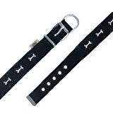 Doggie Comfort Metal Kemik İşlemeli Köpek Boyun Tasması M 3x42-50cm Siyah