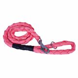 Doggie Dokumadan El Yapımı Örgülü Köpek Gezdirme Kayışı M-2,5x120cm Pembe