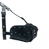 Doggie Eğitim Serisi Gerçek Deriden El Yapımı Uzun Burunlu Köpek Ağızlığı XL-2x60-65cm Siyah