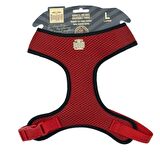 Doggie Havalı Dokumadan El Yapımı Küçük Irk Köpek Göğüs Tasması L-2x45-55cm Kırmızı