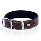Doggie Konforlu Gerçek Deriden El Yapımı Kemik Süslü Köpek Boyun Tasması 3,5x47-55cm Kahverengi
