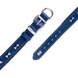 Doggie Konforlu Gerçek Deriden El Yapımı Kemik Süslü Köpek Boyun Tasması 3,5x52-60cm Royal Mavi