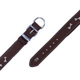 Doggie Konforlu Gerçek Deriden El Yapımı Kemik Süslü Köpek Boyun Tasması 4x57-65cm Kahverengi