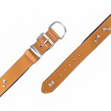 Doggie Konforlu Gerçek Deriden El Yapımı Kemik Süslü Köpek Boyun Tasması 4x47-55cm Camel
