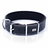 Doggie Çift Kat Deri Güçlü Sade Boyun Tasma Siyah 4x47-55 Cm 