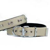Doggie Comfort Metal Kemik İşlemeli Köpek Boyun Tasması M 3x42-50cm Haki