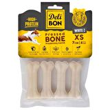 Delibon Köpekler İçin Deri Pres Kemik Beyaz 7 Cm 4 Lü Paket