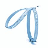 Doggie Flotter Swarovski Taşlı Deri Köpek Göğüs Tasması 1,2 x 21-30 cm Mavi