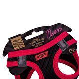 Doggie Havalı Dokuma Neon Serisi Küçük Irk Göğüs Tasması Pembe 3XS-22-26Cm