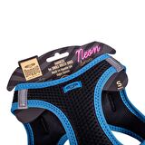 Doggie Havalı Dokuma Neon Serisi Küçük Irk Göğüs Tasması Mavi S-32-38Cm