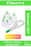 Premium Kupa Parmak Çekme Selülit Çatlak Giderici Vakumlu Masaj Aleti 6'lı Kupa + Pompa Hacamat Seti